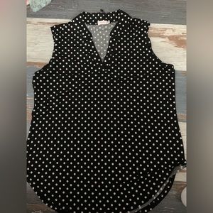 Black with white polkadot blouse size L, halife
